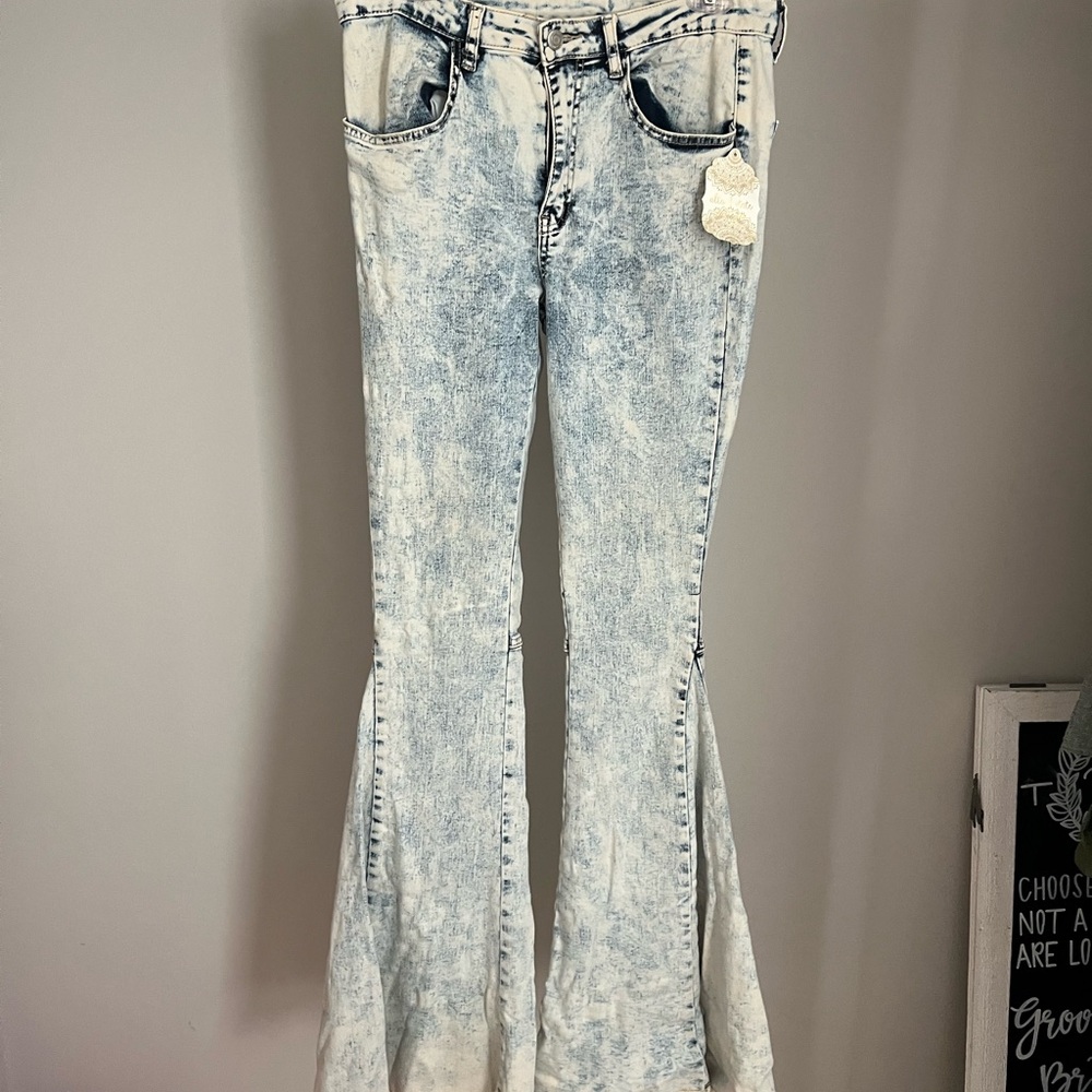 Altar'd State Gray Flare Wide Leg Jeans